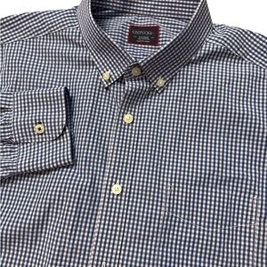 UnTUCKit Button Down Shirt Men's Sz XL Navy Blue Gingham Long Sleeve Casual